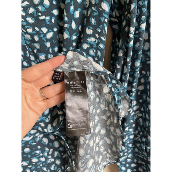 New! NWT Whistles Pastel Leopard Print Blue Turquoise Shirt US 14 MSRP $139 Long - Picture 9 of 16